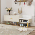Modern Shoe Storage Bench With Hidden Storage And Upholstered Cushions For Bedside, Living Room And Entryway Antique White Antique White Mdf Metal