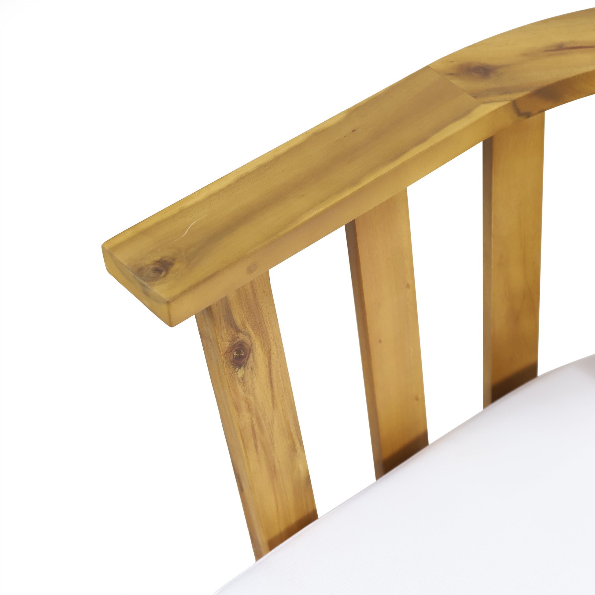 3 Piece Patio Furniture Set, Outdoor Acacia Wood Patio Club Chair With Table, Wooden Patio Furniture,Waterproof Thick Cushion Deep Seating For Porch, Garden, Backyard, Balcony, Teak Finish, White