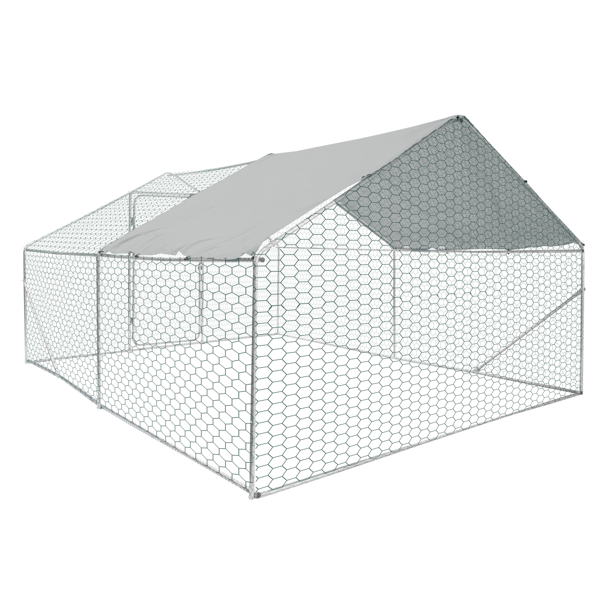 Xpt034 Outdoor Chicken Coop Metal Big Space 13*10*6Ft Silver Grey Metal