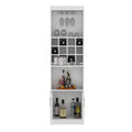 Kevil 71 Inch Tall Bar Cabinet 5 Tier Modern Bar Cabinet With Glass Holder Stemware Rack, Wine Cabinet, Liquor Cabinet, 12 Bottle Cubbies, 5 Shelves, And Pull Out Tray White Primary Living Space Modern Particle Board Shelves Included Engineered Wood