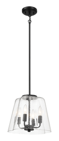 Soiree Four Candle Lights Pendant With Clear Glass Black Finish Black,Clear Ceiling Lights Glass,Metal