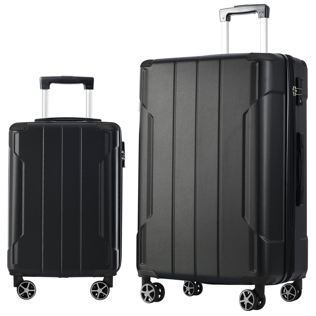 Luggage Sets 2 Piece, Hardshell Abs Lightweight And Expandable Only 28" Suitcases With Double Wheels, Carry On Luggage, 2 Piece Set 20 28 , Black Black Abs