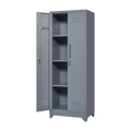 Metal Storage Cabinets, Cleaning Tool Cabinet With Locking Door, Tall Broom Tool Organizer And Storage, Large Storage Cabinet For Kitchen, Pantry, Office, Shop 3 4 Shelves Grey Door Locks Modern Metal