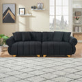 89 Inch Spring Wrapped Cushions, 3 Flannelette Sofas, Stylish Metal Feet And 4 Throw Pillows Make For A Modern Living Room Bedroom Black Velvet 3 Seat