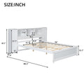 Full Size Platform Bed With Storage Headboard And Lockers, White Full Box Spring Not Required White Wood Bedroom Solid Wood Mdf