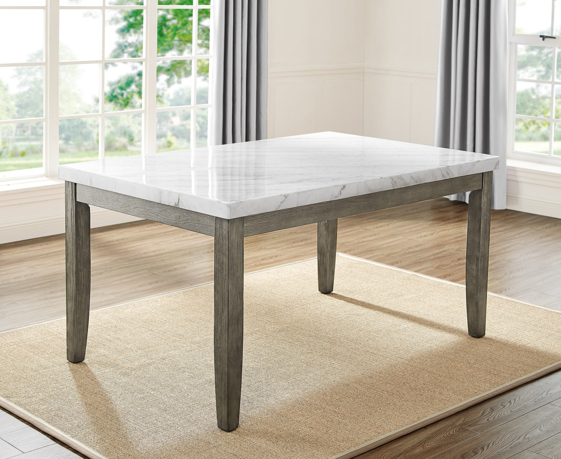 Emily 7 Piece Dining Set Dark Gray Dark Gray Marble
