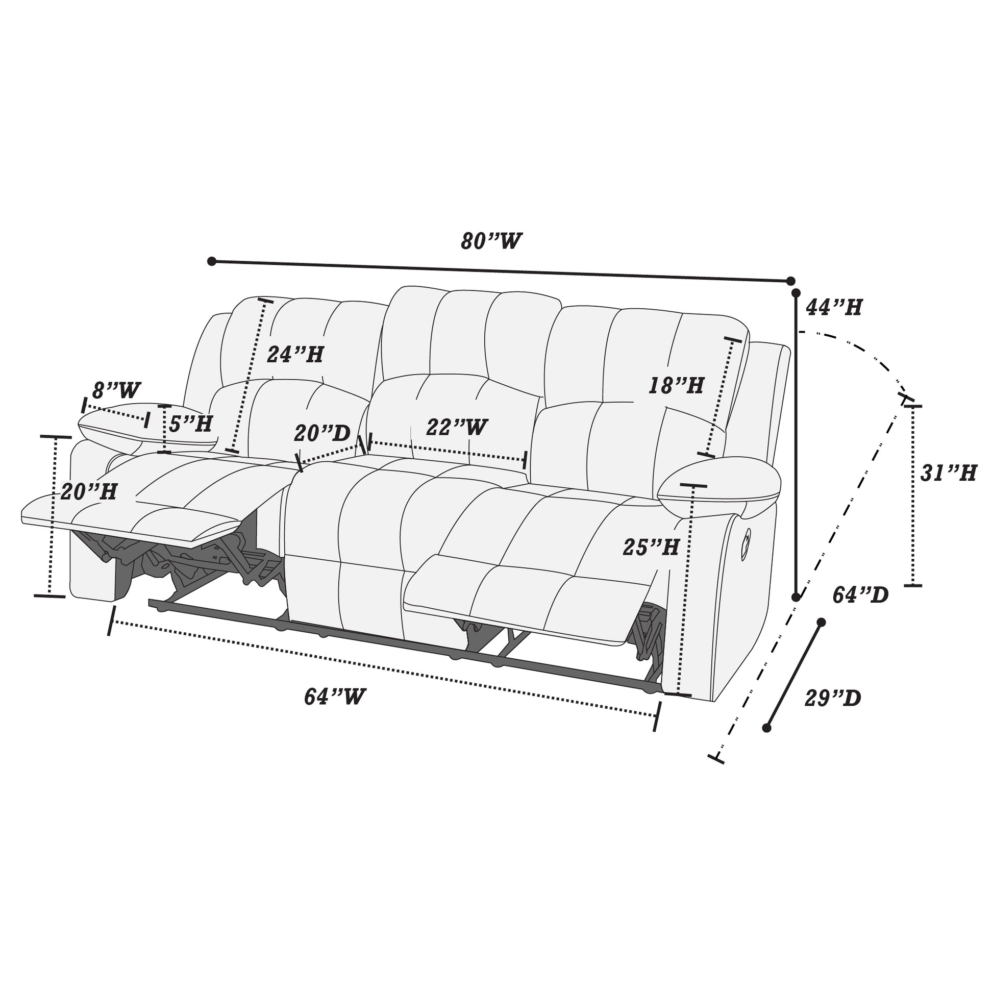 Comfortable Motion Sofa 1Pc Couch Living Room Furniture Chocolate Padded Suede Plush Cushion Metal Reclining Chocolate Suede Metal Primary Living Space Cushion Back Contemporary,Modern Pillow Top Arms Suede 3 Seat