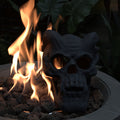 Refractory Materials Fireproof Imitated Human Fire Pit Skulls Gas Log For Ng, Lp Wood Fireplace, Firepit, Campfire, Halloween Decor, Bbq Black American Design,American Traditional Magnesium Oxide