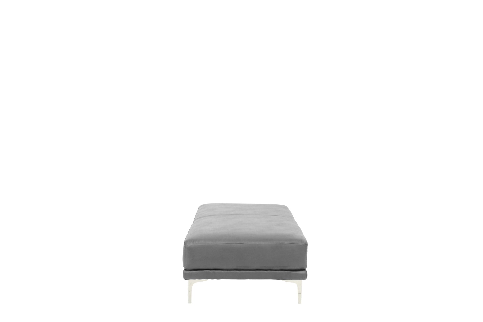 Modern Antique Gray Large Ottoman Metal Legs 1Pc Cocktail Ottoman Living Room Antique Gray Faux Leather Primary Living Space Grey Contemporary,Modern Rectangle Bonded Leather
