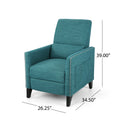 Push Back Recliner Teal Fabric