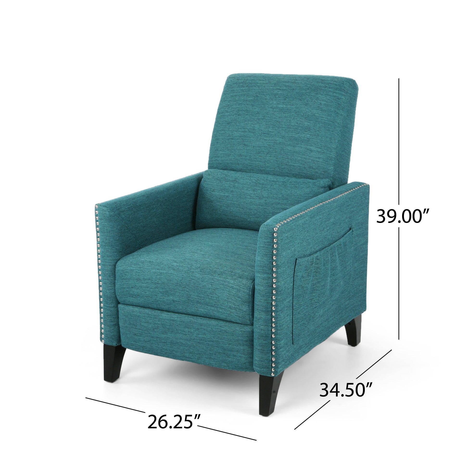 Push Back Recliner Teal Fabric