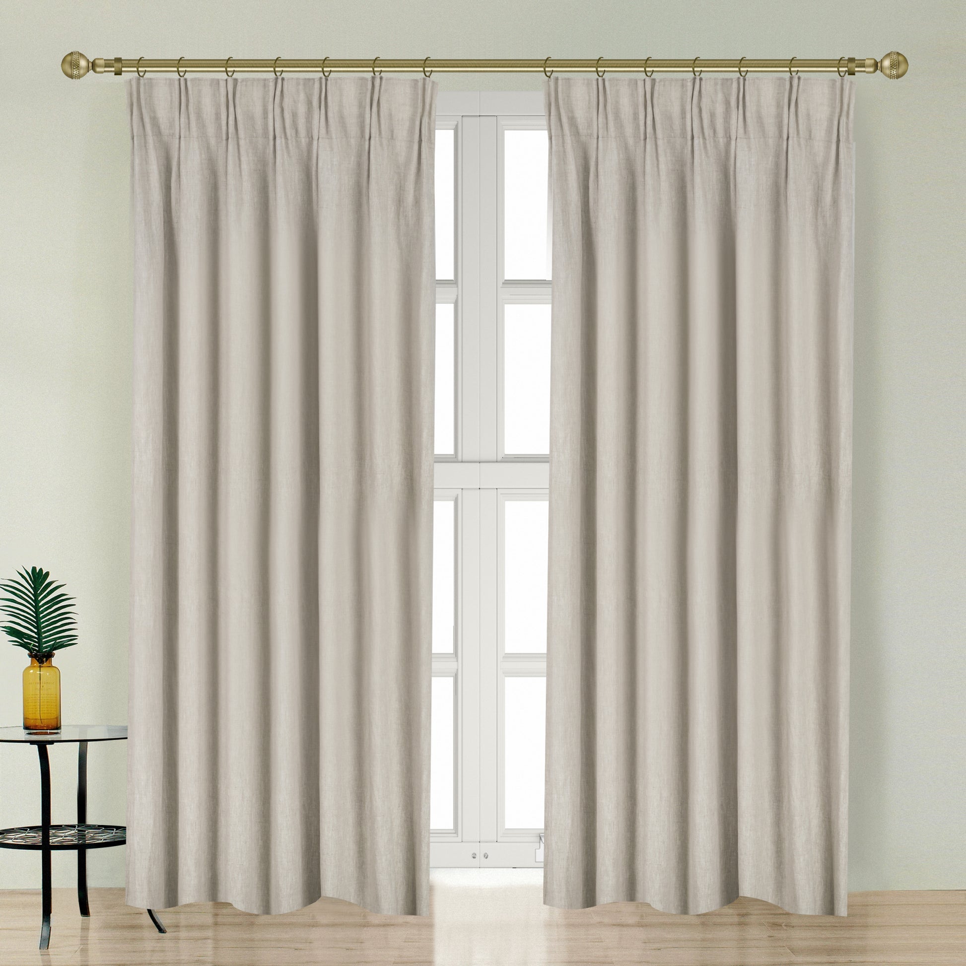 Newport Blackout Curtains For Bedroom, Linen Curtains For Living Room, Window Curtains, Room Darkening Curtains 108 Inches Long, Greige Greige Linen