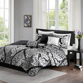 7 Piece Cotton Printed Comforter Set Grey King King Grey Polyester