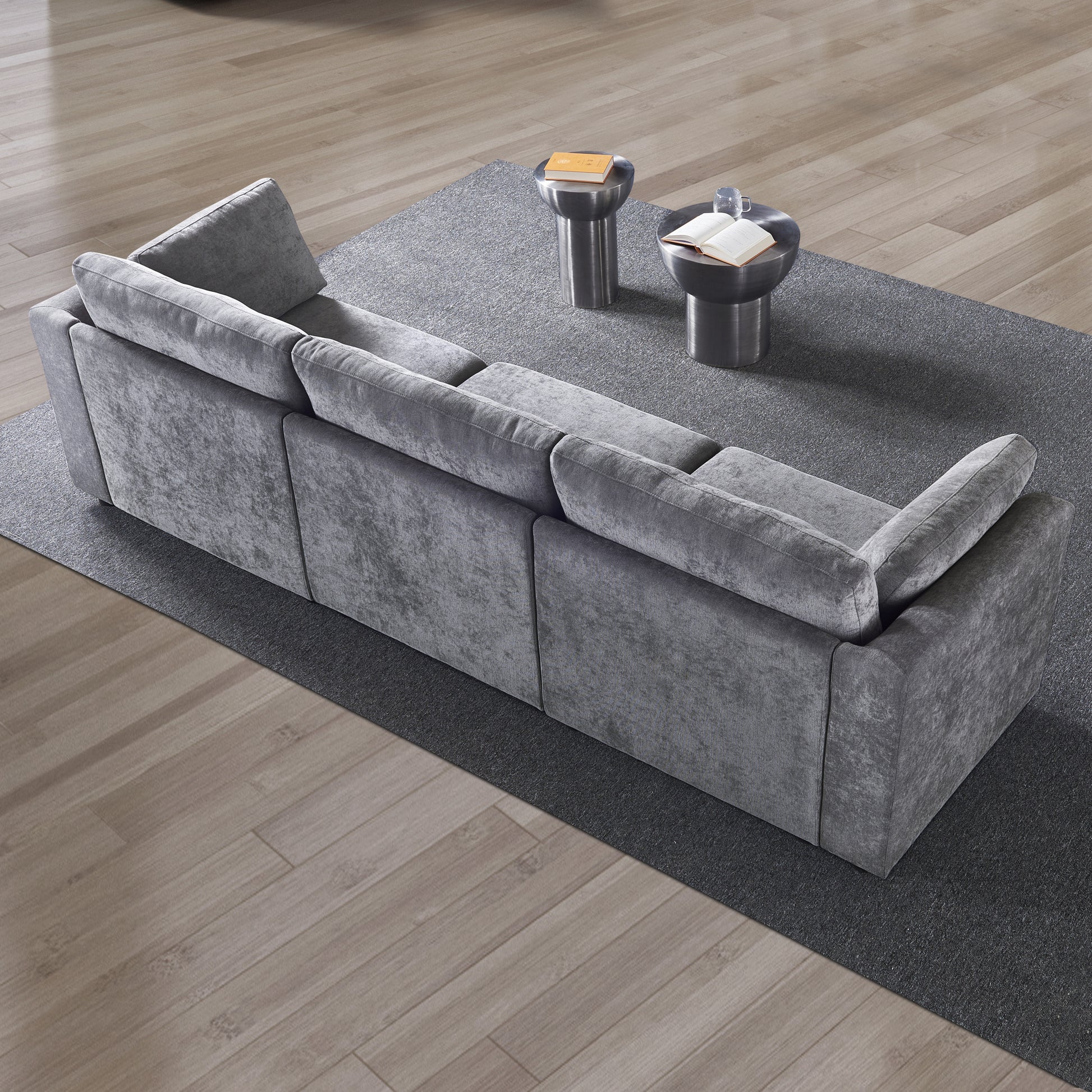 Modular Sofa Grey Chenille Fabric, Simple And Grand, The Seat And Back Is Very Soft. This Is Also A Knock Down Sofa Grey Brown Chenille Wood Primary Living Space Medium Firm Light Duty Victorian Rectangle Acacia Rolled Arms Chenille 3 Seat