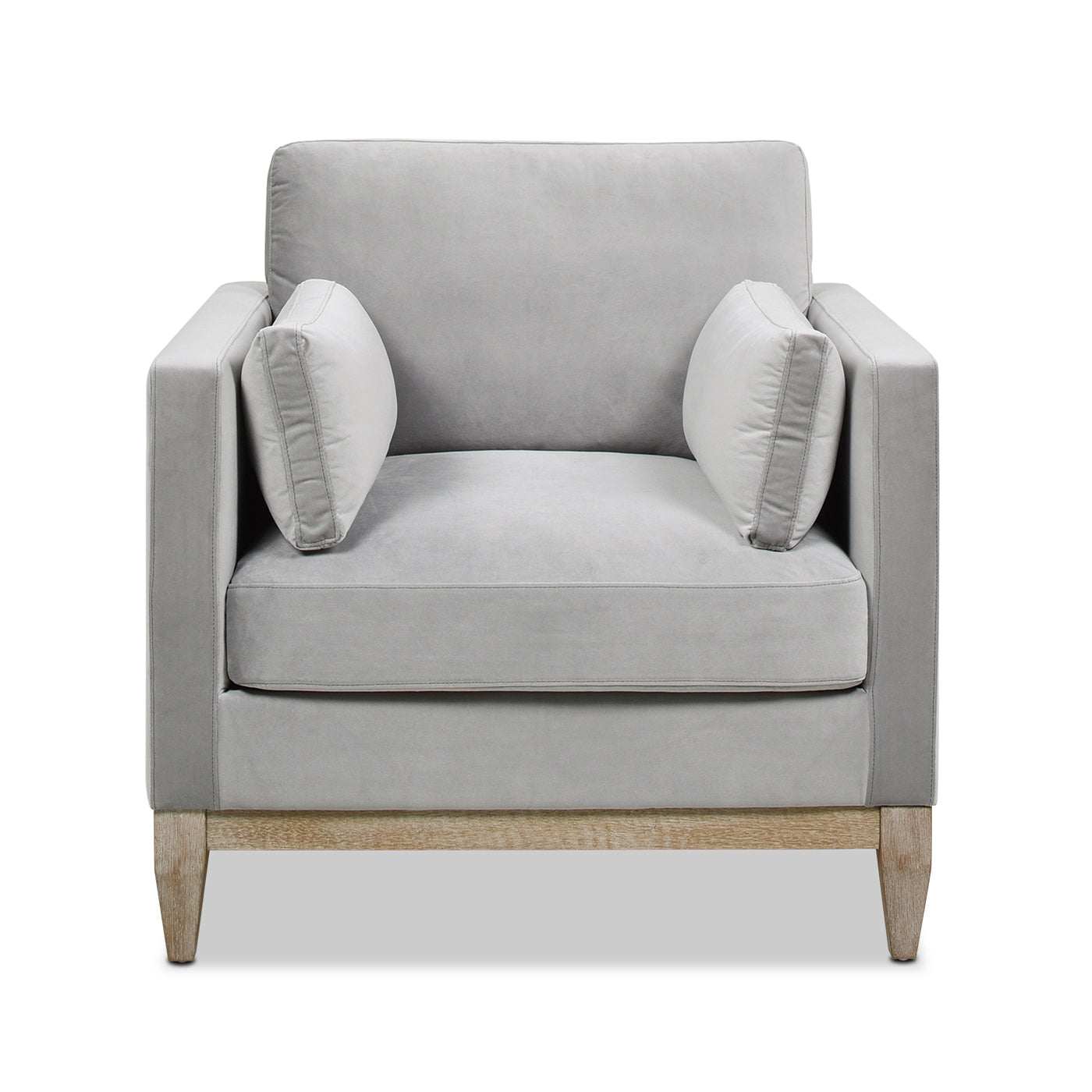 Knox 36" Modern Farmhouse Arm Chair, Opal Grey Velvet Gray Foam Velvet