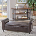 Hayes Armed Storage Bench Brown Pu