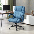 Vinsetto 500Lbs Big And Tall Office Chair With Wide Seat, Executive Computer Chair With Adjustable Height, Swivel Wheels And Linen Finish, Blue Blue Linen