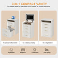 3 In 1 Vanity Desk With Open Top Mirror,Small Make Up Vanity Set With Visible Glass Desktop,Compact Makeup Vanity With 3 Drawers,Dressing Table For Bedroom White White Drawer 3 Drawers Bedroom Ball