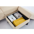 Beige Color Knock Down 3 Seat Combo Sofa With Storage Ottoman For Living Room Apartment Bedroom And Compact Room, Upholstered Sectional Couch, L Shaped Bench With A Footrest, A Individual Sto White Wood Primary Living Space Heavy Duty Pine 3 Seat Beige