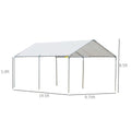 Outsunny 10'X20' Carport Heavy Duty Galvanized Car Canopy With Included Anchor Kit, 3 Reinforced Steel Cables, White White Steel