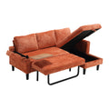 United Sectional Sofa Reversible Sectional Sleeper Sectional Sofa With Storage Chaise Orange Chenille