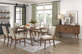 Modern Design 7Pc Dining Set Table And 6X Side Chairs Fabric Upholstered Seat Back Brown Finish Wooden Dining Kitchen Furniture Brown Mix Seats 6 Dining Room Modern Dining Table With Chair Wood