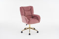 005 Velvet Fabric 360 Swivel Home Office Chair With Gold Metal Base And Universal Wheels,Pink Solid Pink Office Sponge Wipe Clean Modern Office Chairs Tufted Back Foam Swivel Velvet