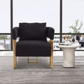 Ts Teddy Velvet Upholstered Metal Foot Sofa Black Gold Teddy 1 Seat