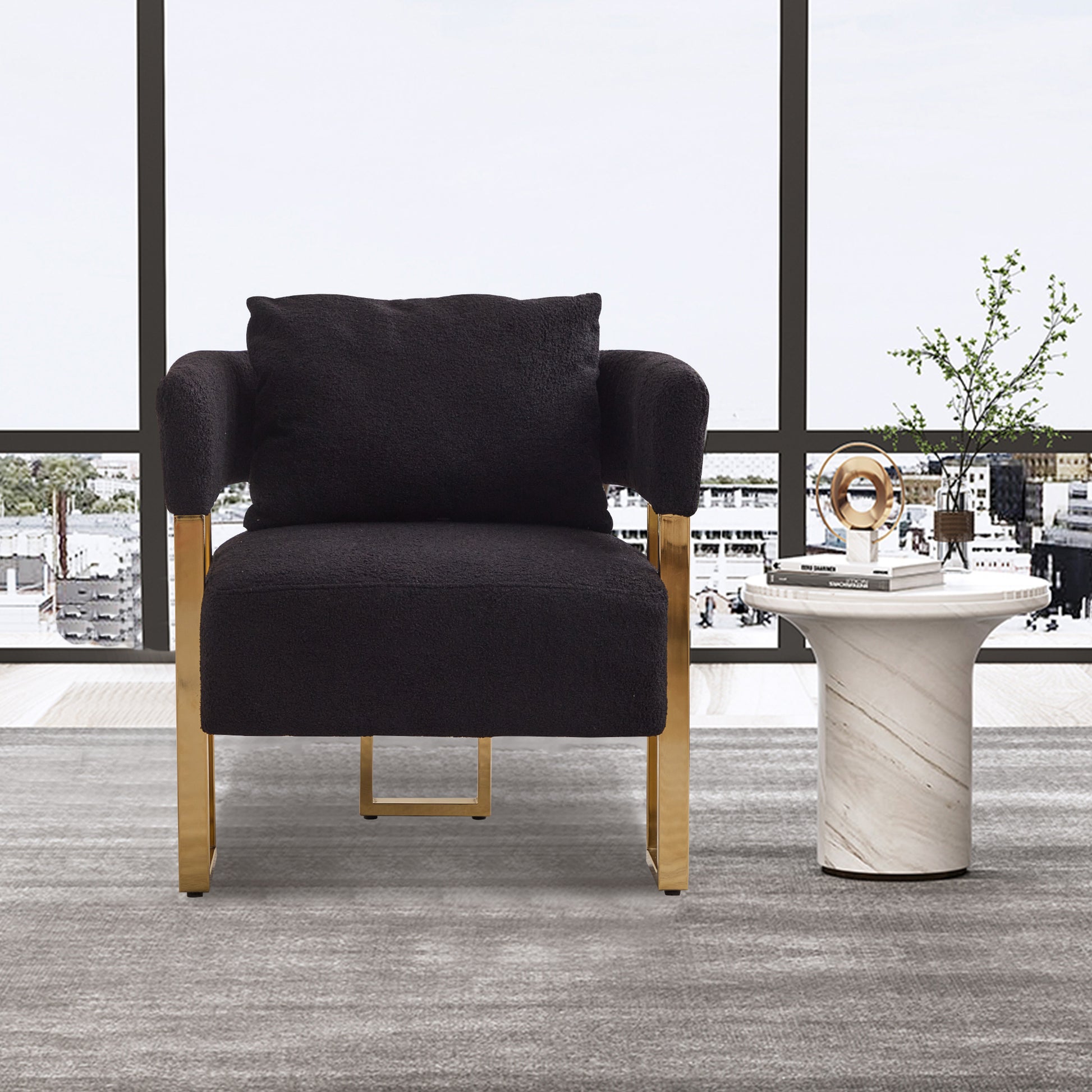 Ts Teddy Velvet Upholstered Metal Foot Sofas Black Gold Teddy 1 Seat