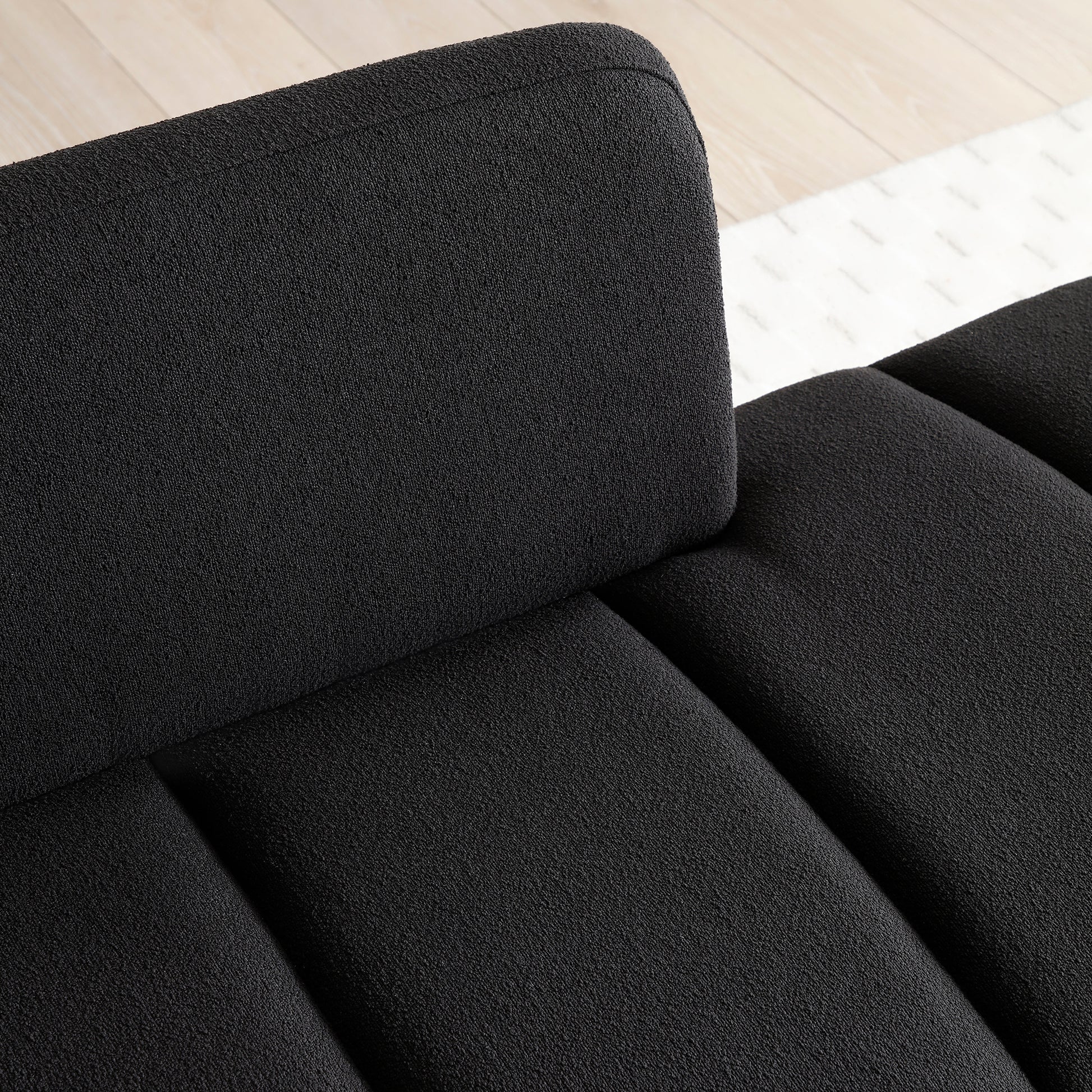 56.3"Inch Width Modern End Of Bed Bench,Teddy Fabric Upholstered 2 Seater Sofa Couch Entryway Ottoman Bench, Fuzzy Sofa Stool Footrest Window Bench With Gold Metal Legs For Bedroom, Living Room,Black Black Wood Modern Foam Teddy 2 Seat
