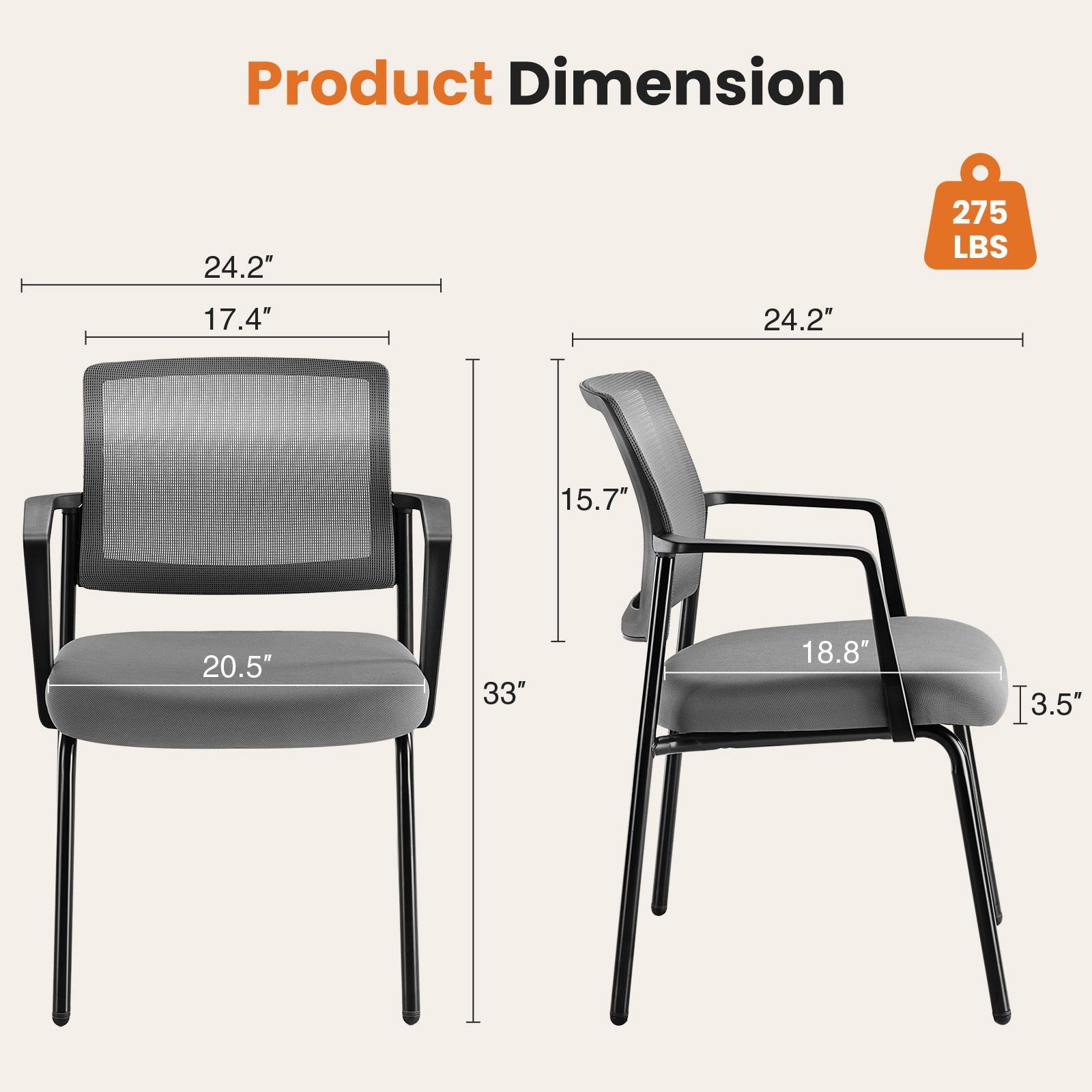 Mesh Back Stacking Arm Chairsupholstered Fabric Stacking Chairs, Sturdy Metal Stacking Chairs,Gray, 2 Pack Gray Abs