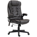 Homcom High Back Vibration Massage Office Chair With 6 Vibration Points, Heated Reclining Pu Leather Computer Chair With Armrest And Remote, Dark Brown Brown Pu
