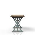 X Based Counter Height Casual Dining Table Aqua Blue Solid Wood Mdf