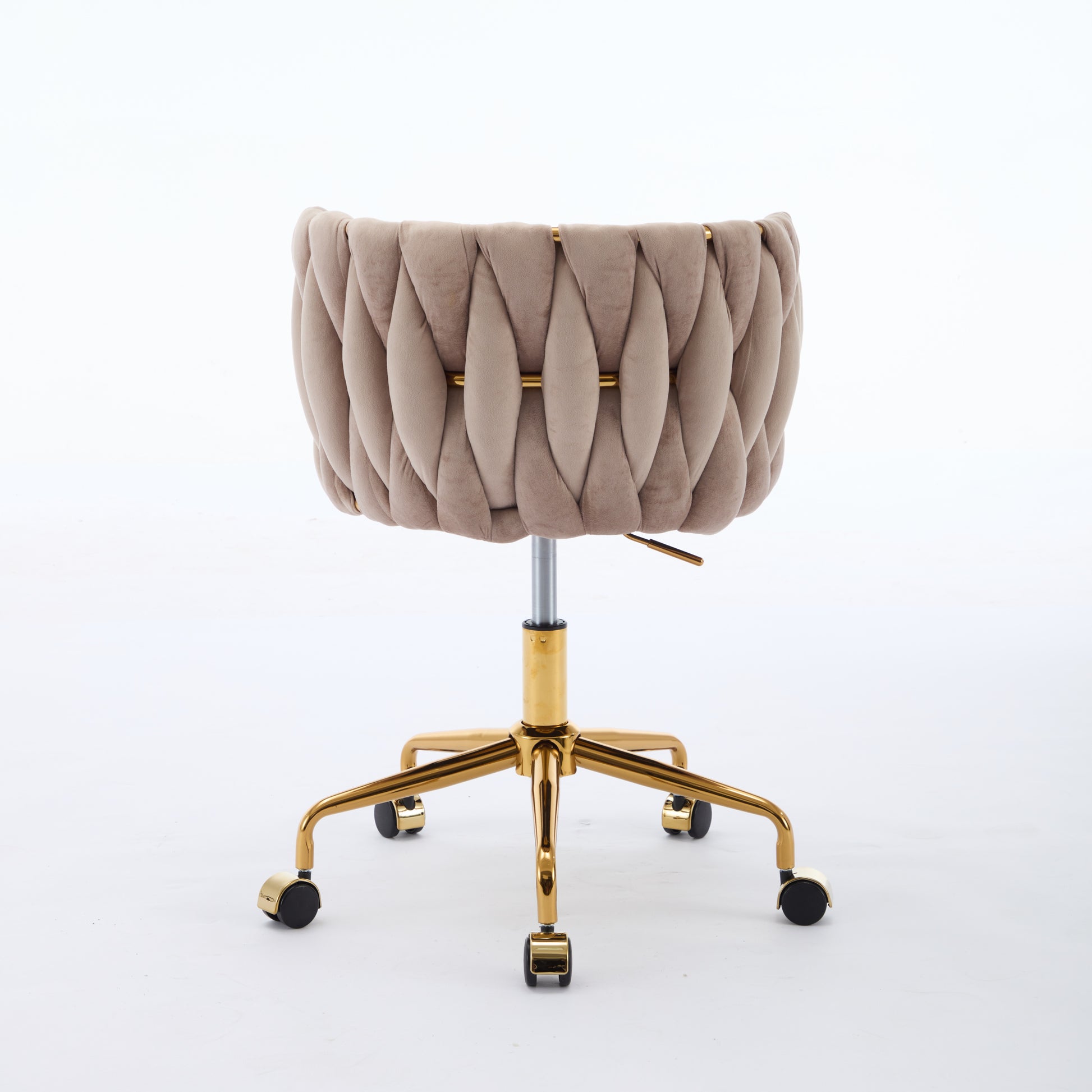 Velvet Vanity Chair With Wheels, Accent Chair Makeup Vanity Chair With Hand Woven Backrest, Modern 360 Swivel Home Office Desk Chair For Study, Bedroom, Living Room Gray Iron Gray Primary Living Space Foam Modern Lounge Chair Cross Back 1 Velvet