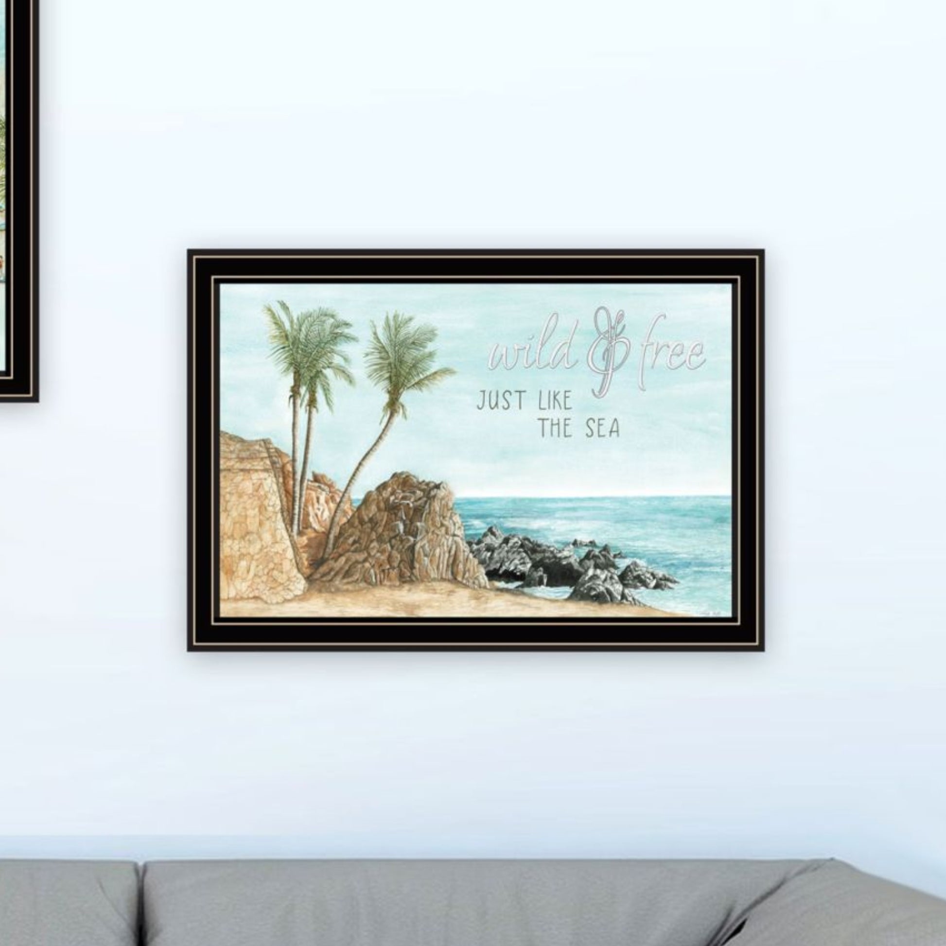 "Wild And Free" In The Ocean Breeze Framed Wall Art For Living Room, Wall Art Print For Home Decor, Bedroom Wall Art By Cindy Jacobs Multicolor Wood Paper