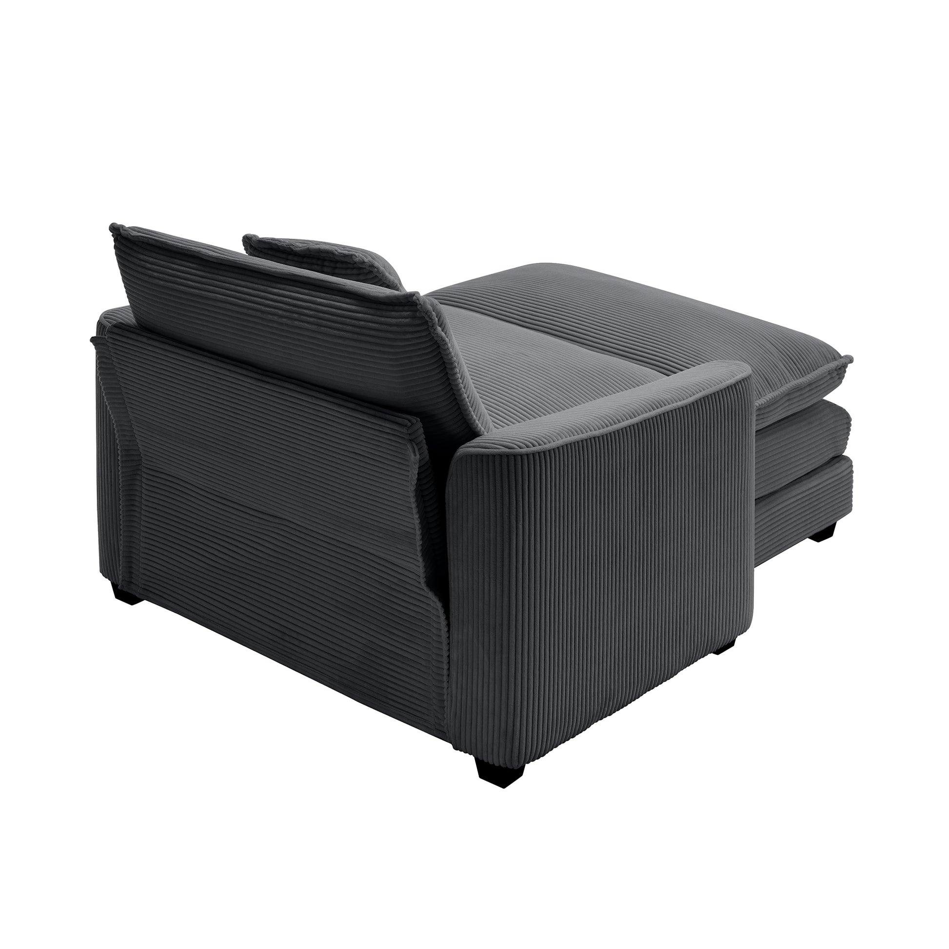 Comfortable Single Chair Deep Seat Sofa With Footstool With One Pillow, Suitable For Living Room And Bedroom, Club Multiple Occasions, Grey Corduroy Fabric Grey Corduroy 1 Seat