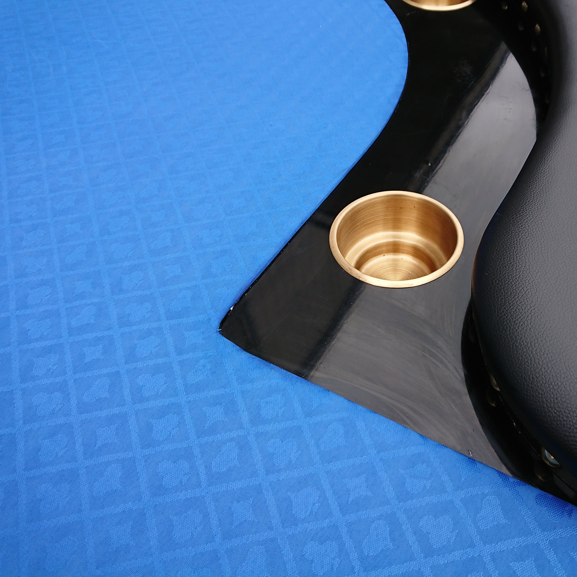 96" Poker Table For 10 Players Casino Game Texas Hold'Em Premium Oval With Round Stud Rivet Decorate Waterproof Cloth Chip Tray Cup Holders Blue Blue Primary Living Space Modern Plastic,Tech