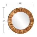 Edensor Round Decorative Mirror Brown Solid Wood