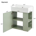 Video 21.6 Inch Modern Floating Bathroom Vanity With Ceramic Basin Perfect For Small Bathrooms, Right Side Storage Green Bathroom Ceramic Mdf