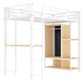 Twin Size Metal Loft Bed With Built In Wardrobe, Desk And Shelves, Black Expected Arrival Time: 9.3 Box Spring Not Required Twin White Metal Mdf Metal