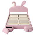 Full Size Upholstered Platform Bed With Cartoon Ears Shaped Headboard And Light, Pink Box Spring Not Required Full Pink Wood Bedroom Bed Frame Velvet Upholstered