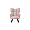Modern Single Sofa Armchair With High Backrest Comfy Reading Chair For Small Spaces Living Room Bedroom Apartment Color:Pink Pink Teddy