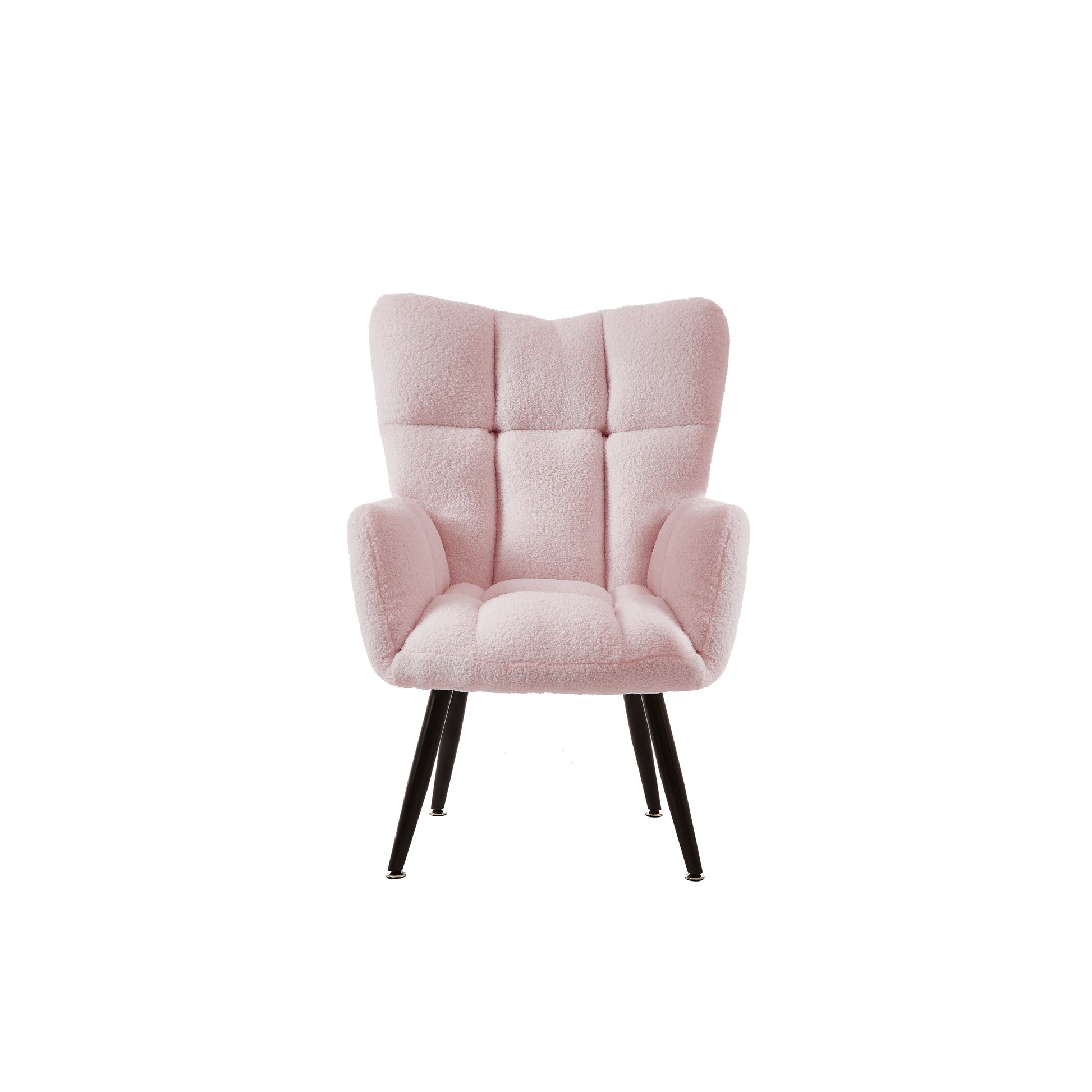 Modern Single Sofa Armchair With High Backrest Comfy Reading Chair For Small Spaces Living Room Bedroom Apartment Color:Pink Pink Teddy