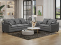2 Pieces Sofa Couch 3 Seater And Loveseat With Pillows Polyester Upholstered Duck Down Filled Cushion Sofa Set For Living Room Apartment,Grey Grey Polyester Wood Primary Living Space Soft Cushion Back Foam Polyester 5 Seat