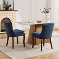 Modern Dining Chairs Set Of 2,Double Layer Cushioned Chenille Fabric Upholstered Accent Side Leisure Chairs With Mid Back And Curved Solid Wood Legs For Living Room Dining Room Blue Blue Dining Room American Design Dining Chairs Rubberwood Set Of 2 Foam