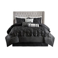 7 Piece Tufted Comforter Set Black Queen Queen Black Polyester