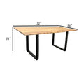 71 Inch Live Edge Dining Table, U Design Black Metal Legs, Natural Brown Black Brown Solid Wood