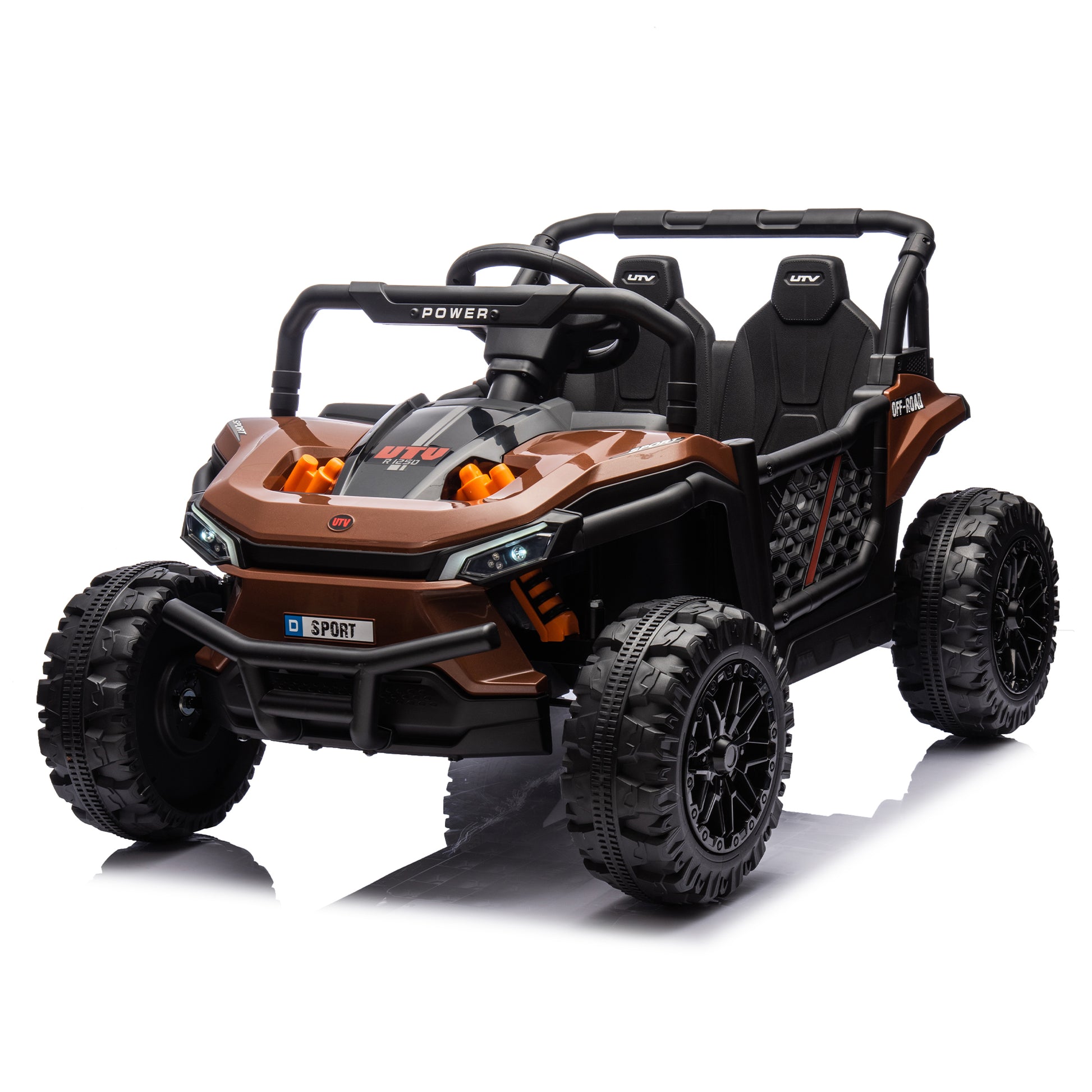 24V Kids Ride On Utv,Electric Toy For Kids W Parents Remote Control,Four Wheel Suspension,Low Start,Adjustable Speed,Multimedia Player,Early Education,Bluetooth,Rear Storage Space For Kids Aged 3 . Brown 50 99 Lbs Polypropylene