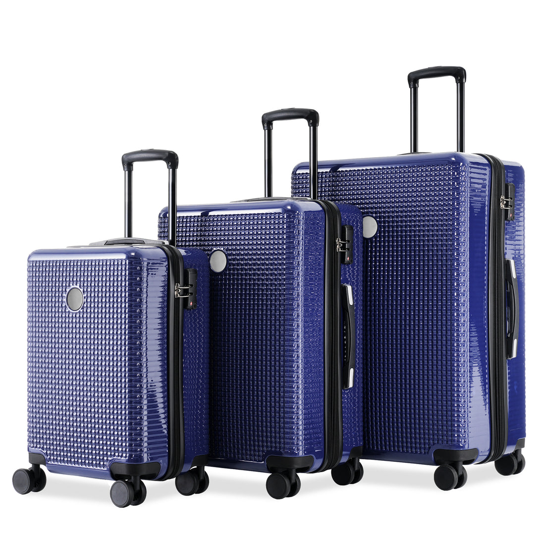 Luggage Sets 3 Piece Hardshell Suitcases With Wheels, Lightweight Expandable Travel Luggage With Tsa Lock, Carry On, Checked Luggage 20Inch 24Inch 28Inch Navy Blue Abs Pc