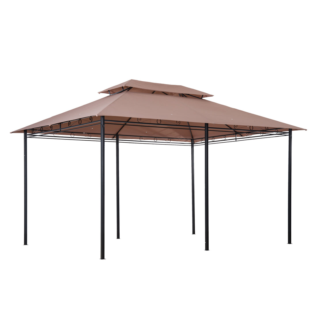 Outsunny 10' X 13' Patio Gazebo, Outdoor Gazebo Canopy Shelter With Curtains, Vented Roof, Steel Frame For Garden, Lawn, Backyard And Deck, Khaki Khaki Steel